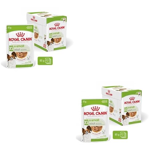 ROYAL CANIN X-Small Adult | Pack Double | 2 x 12 x 85 g | Nourriture Humide pour Chiens Adultes et très Petits | À partir de 10 Mois | avec Morceaux en Sauce | en sachets