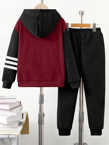 Image of Toddler Boy Clothes Long Sleeve Colorblock Hoodie Sweatsuits Tops and Pants 2Pcs Winter Outfits Boys Fall Clothes