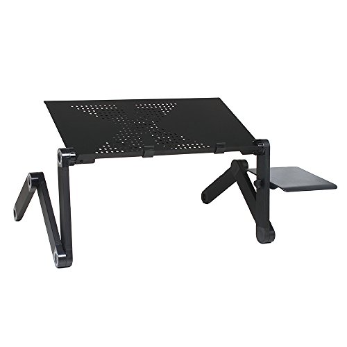 Azadx Notebook Computer Stand, Adjustable Aluminum MacBook Laptop Desk, Portable Home Use Executive Office Assembled Folding Table, Light Weight Ergonomic TV Bed Lap Tray (Black, Stand with Fan)