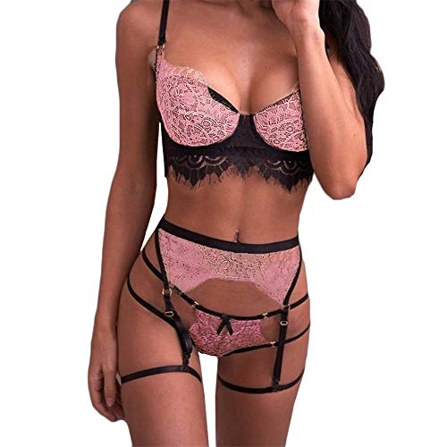 Sous-vêtements en maille pour femme : ensemble lingerie sexy et nuisette noire