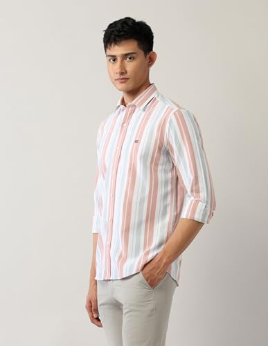 Image of Arrow Sports Men's Vertical Striped Slim Fit Shirt