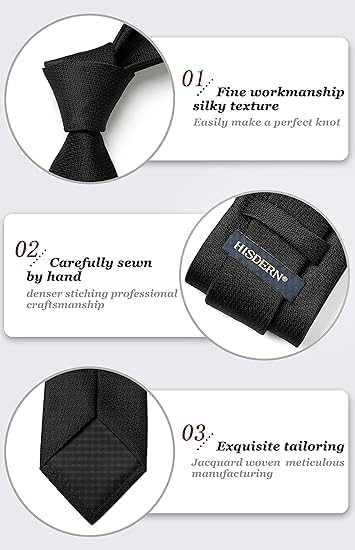 HISDERN Ties for Men Solid Tie Handkerchief Set Classic Woven Silk Business Polka Dot Mens Ties Necktie Wedding Party - Image 6