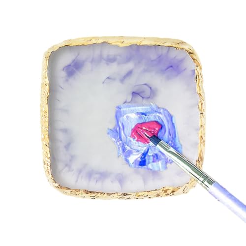 Nail Art Palette,Resin Nail Art Palette,Nail Art Palette Gold Edge Nail Holder Resin Agate Ornaments Nail Gel Color Makeup Display Board Mixed Color Pallet Purple