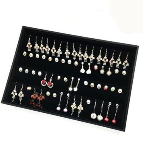 Image of Earring Velvet Jewellery Tray Stackable Tray for Drawer (Black) (14 * 10 INCH)