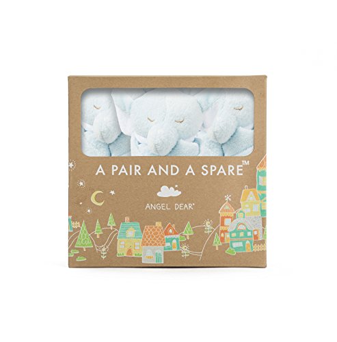 Angel Dear Pair and a Spare 3 Piece Blanket Set, Blue Elephant