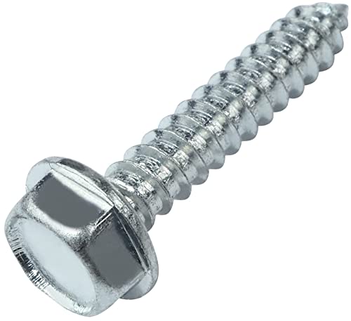 AERZETIX - C58617 - Set di 25 Viti per lamiera metallo autofilettanti Ø4.8x25mm con base flangiata - con testa esagonale 6 lati - DIN6928 - in acciaio zincato - colore argento