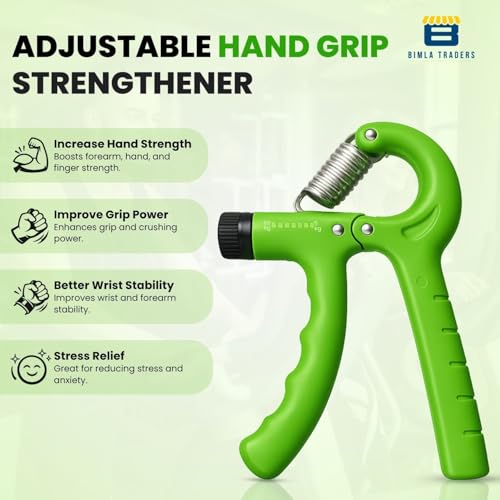 Image of CRAE Hand Gripper - Adjustable Grip Strengthener for Forearm, Wrist & Finger Workout Men & Women Capacity 60 kg (Green)