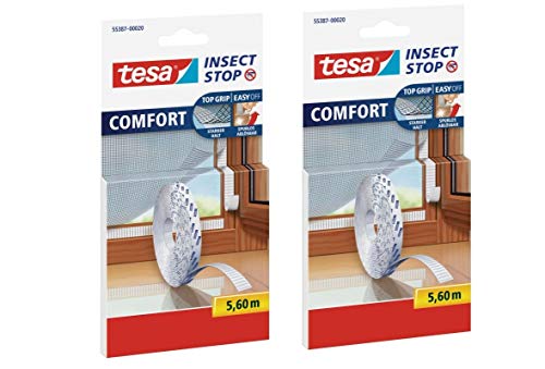 2 Rollen tesa Fliegengitter Klettband Ersatzrolle, weiß, 5,6m