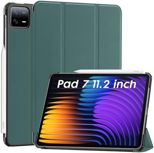 Robustrion Cover for Xiaomi Mi Pad 7 Cover Case, Trifold Flip Case Cover for Xiaomi Mi Pad 7 11.2 inch, Support Auto Sleep Wake - Dark Green — image 1 of 7