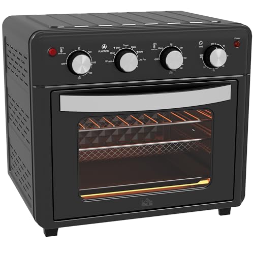 HOMCOM Mini Backofen mit Umluft 30 L 1600W 90-230℃ 60 Min. Timer inkl. Krümelblech,...
