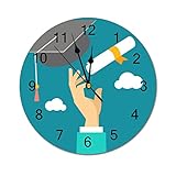 Moderne runde Wanduhr Universitätsbild leise nicht tickende Wanduhren für Küche Büro Retro Hängeuhr 25,4 cm