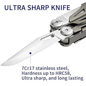 Multitool,19-in-1 Multitool Pliers with Titanium-plated Handle, Safety Locking, Lightweight EDC Tool and Nylon Sheath for Men,Outdoor Survival,Hiking,Camping Multitool19 in 1 Multitool Pliers with Titanium plated Handle Safety Locking Lightweight EDC Tool and Nylon Sheath for MenOutdoor SurvivalHikingCamping