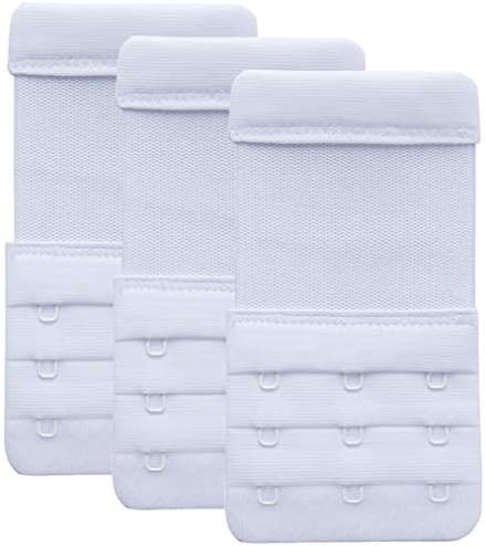 Women's Bra Extender 3 Hook / 2 Hook Bra Extension Strap Soft and Comfortable, White, 3/4 Inch Spacing, 3/4" hook spacing