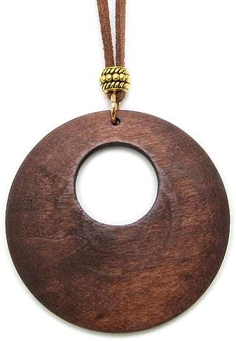 Amazon | ネックレス レディース 木製 ウッドトップ レザーネックレス