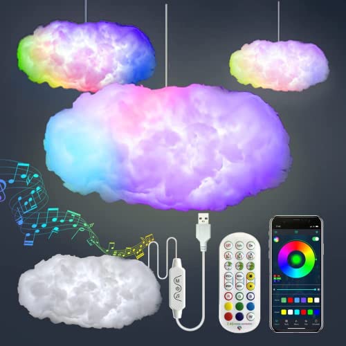 Regenbogen Wolken Licht,3D LED Wolken Lampe,Music Sync RGB Regenbogen LED...