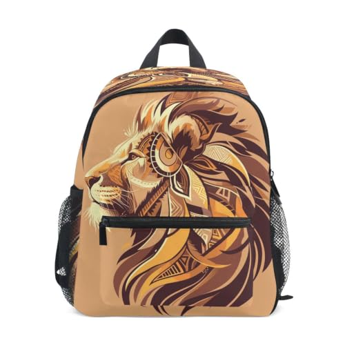 Sac à dos tout-petit préscolaire ergonomique avec motif lion d'or