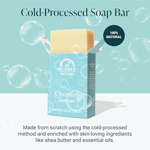 Image of Handmade Natural Bath & Body Soap Bar, Vegan, All-Natural, Palm Oil Free, Made in USA with Shea Butter + Essential Oils, Unscented, 3 Bars