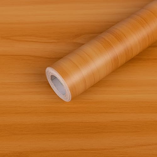 Anmon Wood Wallpaper Yellow Peel and Stick Wallpaper，Thicken Wood Grain Contact Paper Distressed Reclaimed Wood Plank，Self Adhesive for Desk Furniture Kitchen Cabinet Drawer Decorative 15.7''*118''