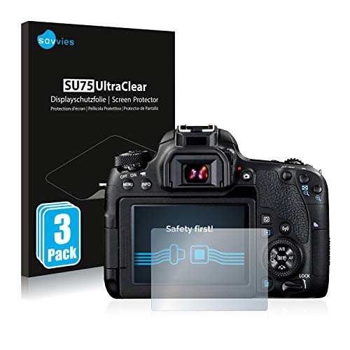 savvies Protector Pantalla para Canon EOS 77D (6 Unidades) Película Ultra Transparente