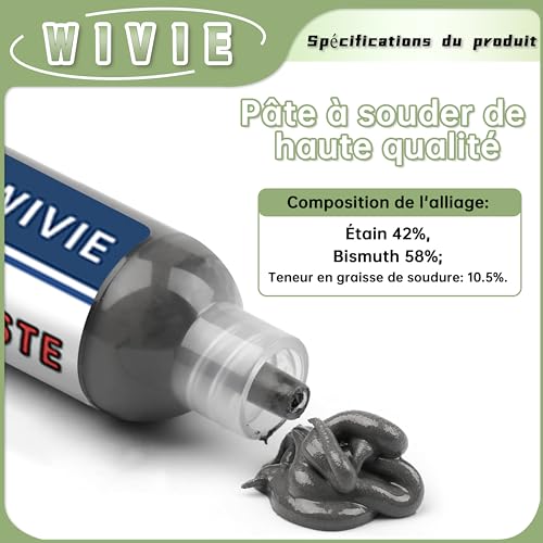 Miniatura 3 de Pasta De Soldadura Sin Plomo Sn42 Bi58 T4, No Requiere Limpieza, Punto De Fusión 138 , Suministrado Por Wivie 40 G
