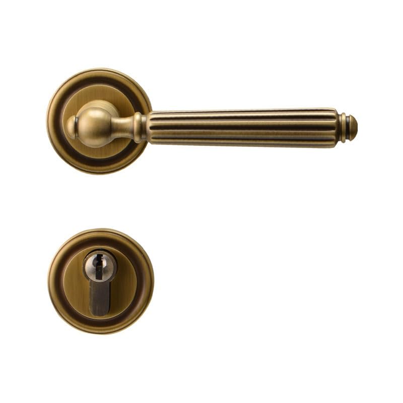 Serrure de porte en bois rétro mécanique fendue et silencieuse en laiton