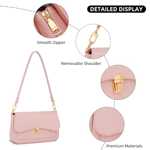 Image of KKXIU Small Shoulder Bag for Women Cute Hobo Handbags Mini Clutch Purses | Classic Trendy Retro Underarm Crossbody Bag with Detachable Straps, Zipper Closure