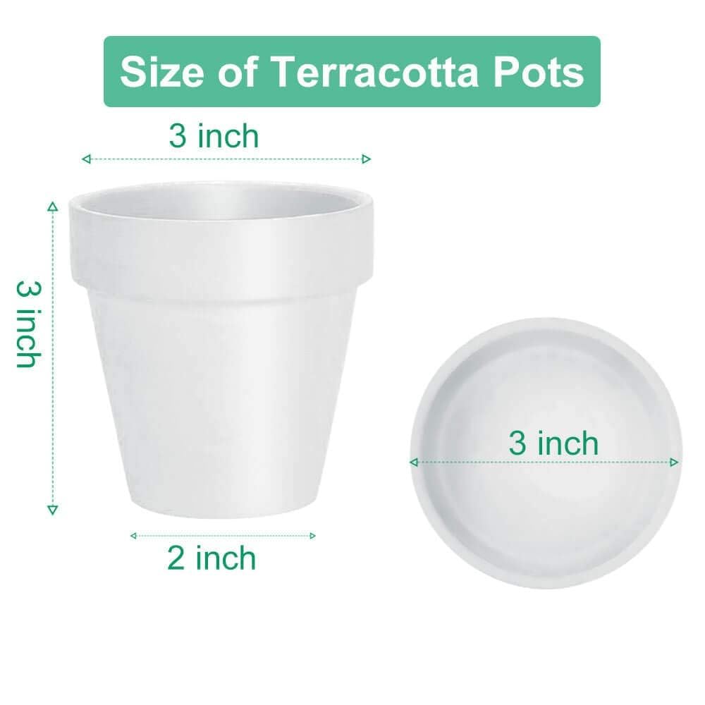 vensovo 7.6 CM White Clay Pot for Plant with Saucer, 12 Pack Small Terra Cotta Plant Pot with Drainage Hole - Image 2