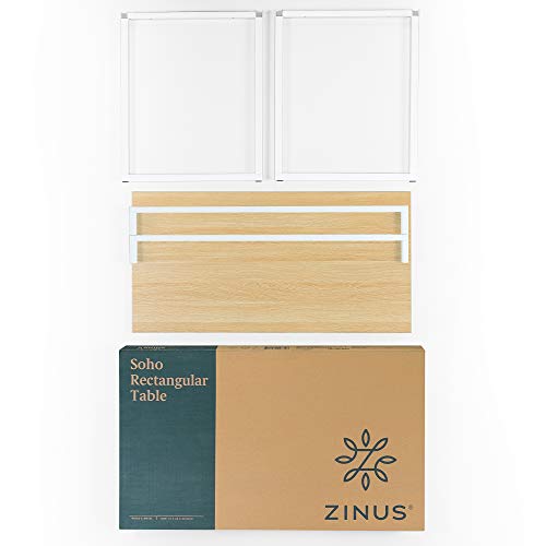 Image of Zinus Jennifer 119 x 61 x 74 cm Modern Study Desk in Metal and Wood - Office Computer Table - Light Brown and White