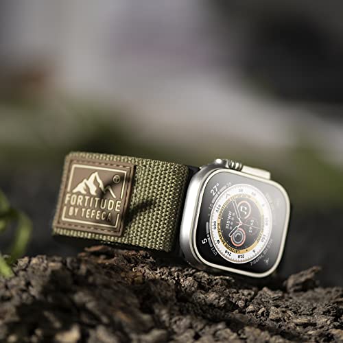 Tefeca Fortitude Series Adjustable Band For Apple Watch/Apple Watch Ultra(Ultra Wide Army Green Canvas, 49Mm/45Mm/44Mm/42Mm) #TOP2