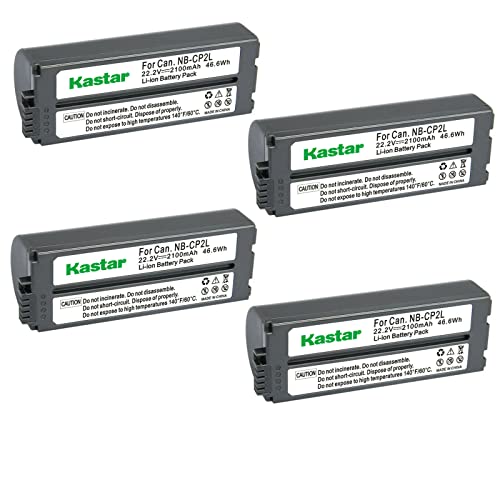 Kastar 4-Pack NB-CP2L Battery 22.2V 2100mAh Replacement for Canon NB-CP1L, Canon NB-CP2L, Canon NB-CP2LH Battery, Canon CG-CP200 Charger (Color: Gray)