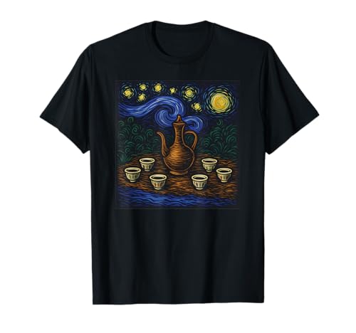 Jebena and Sini Ethiopian Coffee Maker Van-Gogh Art T-Shirt
