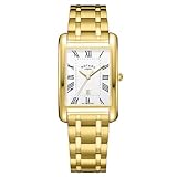Rotary Orologio da uomo Heritage Astoria rettangolare in acciaio inox placcato oro