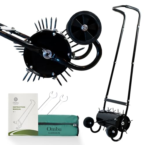Ombu garden Lawn Aerator Roller, Rolling Lawn Aerator for Grass, Rolling Aerator Lawn Tool & Rolling Aerator, Grass Aerator for Lawn, Lawn Aerator Spike Tool, Yard Aerator for Lawn