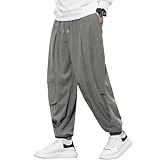 [Fasshonrida] コーデュロイパンツ メンズ サルエルパンツ 人気 ズボン 防寒 秋服 ボトムス ゆったり ずぼん 大きいサイズ さるえるぱんつ かっこいい ワイドパンツ ストレッチ 袴 ストリート系 リラックス アラジン pants 秋 冬 gray XL