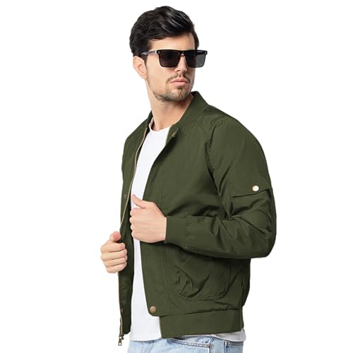 Image of TRATENBY Men Bomber Jacket Lightweight Flight Windbreaker Jacket Spring Fall Mens Jackets