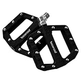 BOWOD Pedales de bicicleta de montaña antideslizantes de nailon MTB Pedales ligeros planos sin clip BMX Pedales de bicicleta con eje Cr-Mo de 9/16 pulgadas, 2 rodamientos para pedales de bicicleta de