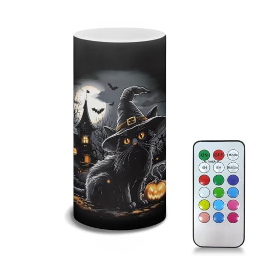 Image of Halloween Gothic Cat Flameless Flickering Candles with Remote