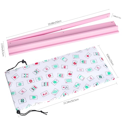 LUMIVIA Mahjong Racks with Pushers, Pink Wooden American Mahjong Tile Pushers and Racks Set of 4, with White Printed Mahjong Racks Drawstring Bag, Mahjong Accessories (19.68 Inches) by LUMIVIA - Image 2