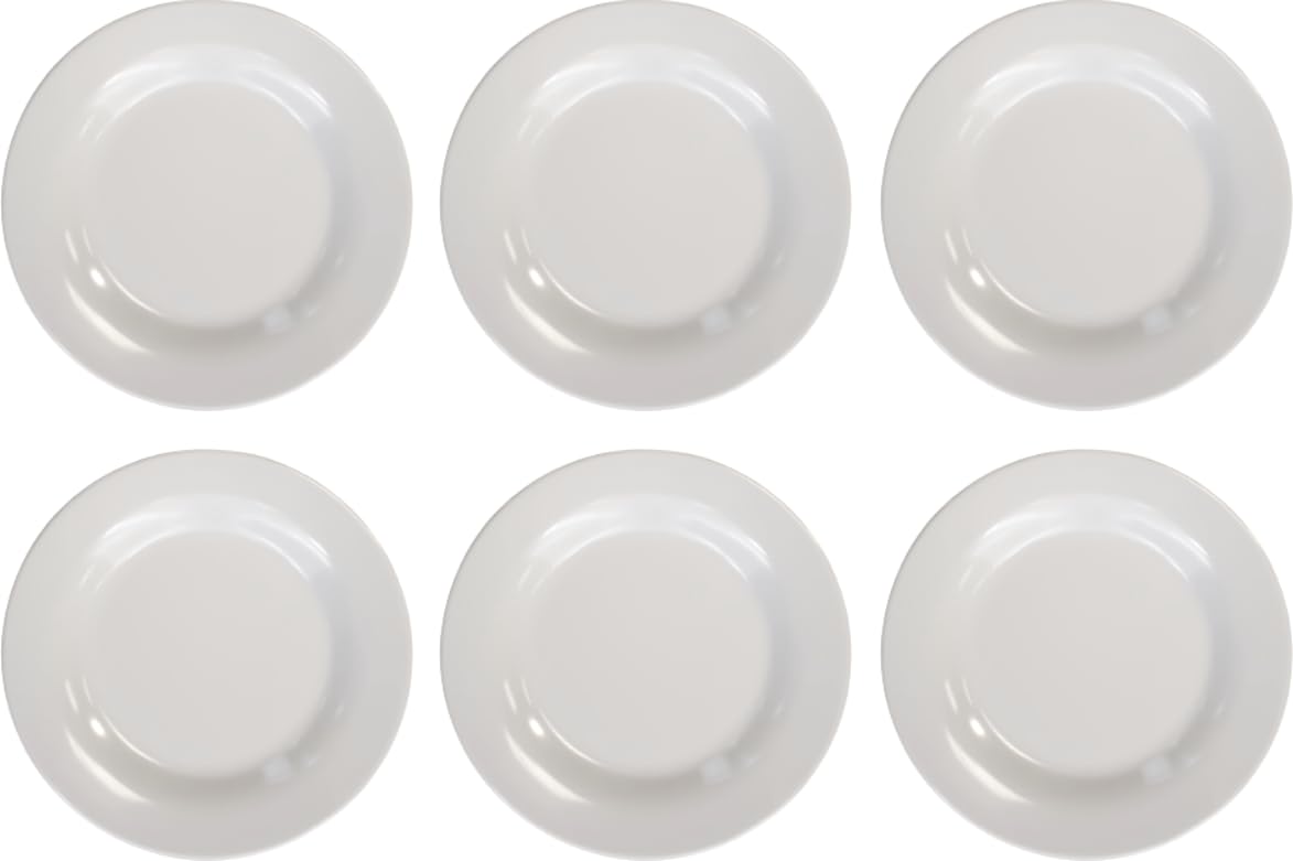 Set di 6 Piatti Piani in Melamina Bianchi 23,4 cm - Resistenti e Lavabili in Lavastoviglie - Ideali per Secondi Piatti in Mense, Barche, RSA, Camping e Camper
