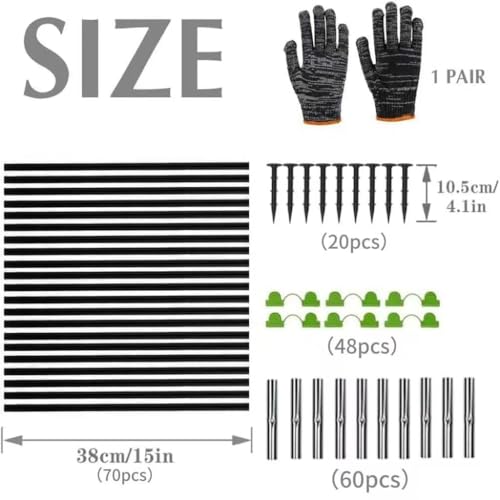70 PCS Pflanztunnel Bögen, Bögen für Hochbeet, Abnehmbar Folientunnel für Hochbeet, Tunnelbögen Hochbeet, Gewächshaus Bogen 6mm mit Kunststoff umwickelt, Gewächshaus Reifen, Gartentunnel Bögen