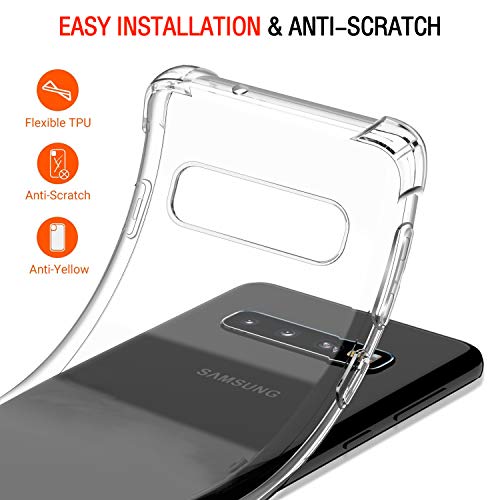Image of Lustree Back Cover Transparent Case Compatible with Samsung Galaxy S10 | Clear + TPU Case with 4 Corner Air Cushion Protection & Camera Protection | Slim& Stylus Cover