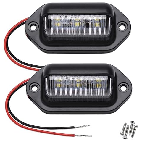 Xnourney 2PCS LED Number Plate Light, 12V-24V DC Waterproof 6-SMD License Plate Lamp Taillight, For Truck SUV Trailer Van RV Boats as Step Courtesy Light, Dome/Cargo Lights or Under Hood Light Cover