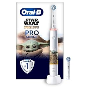 Oral-B Pro Junior Star Wars Elektrische Zahnbürste/Electric Toothbrush für Kinder ab 6 Jahren, 2 Aufsteckbürsten, 360°-Andruckkontrolle, 2 Putzmodi inkl. Sensitiv für Zahnpflege, weiche Borsten, weiß