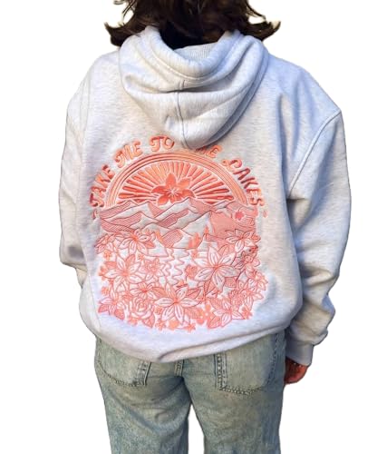 NEVUQO Hawaii Beach Graphic Hoodies for Women Teen Girls Flower Embroidery Oversized Hooded Sweatshirts Vintage Y2k Hoodie