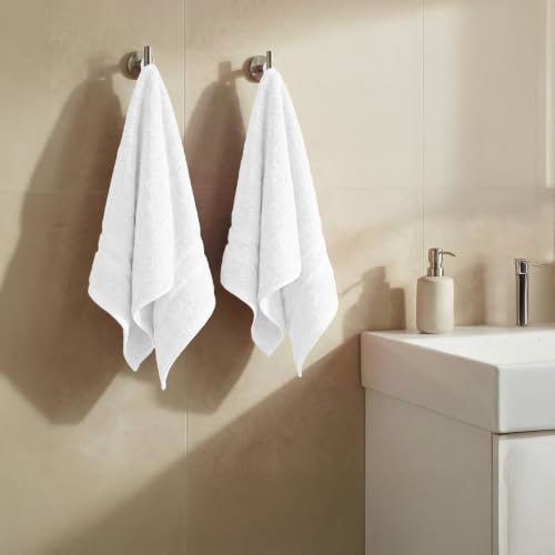 Image of MYTRIDENT 100% Cotton Hand Towels - Highly Absorbent, Super Soft 2 Piece Set, 400 GSM - for Gym, Spa, Comfort Living - Baby Talc