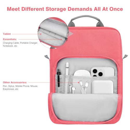 Image of Dadanism 9-11 Inch Tablet Sleeve Bag Carrying Case with Shoulder Strap for iPad (A16) 11 inch, iPad 10th Gen 10.9 inch, iPad Air M4 /Pro M5 11 inch, iPad 9 /8 /7th 10.2 inch, Galaxy Tab A11+ Plus 11 inch, Watermelon Pink