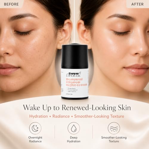 Image of Anti Aging Renewal Night Cream with Bakuchiol, Peptides & Kumikamud, Plant-Based Overnight Face Moisturizer for Radiant, Smooth & Hydrated Skin, Fine Lines & Wrinkle Care, All Skin Types, 50 g