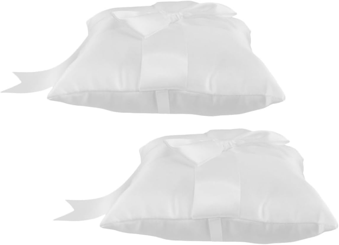Wedding Ring Bearer Pillow Set 2pcs Satin Bowknot Ring Cushion for Ceremony and Proposal for Wedding Party and Engagement