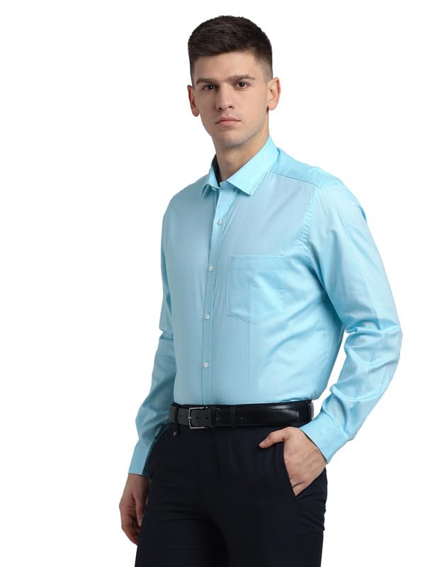 Image of Turtle Men 100% Cotton Slim Fit Lemon Solid Formal Shirt