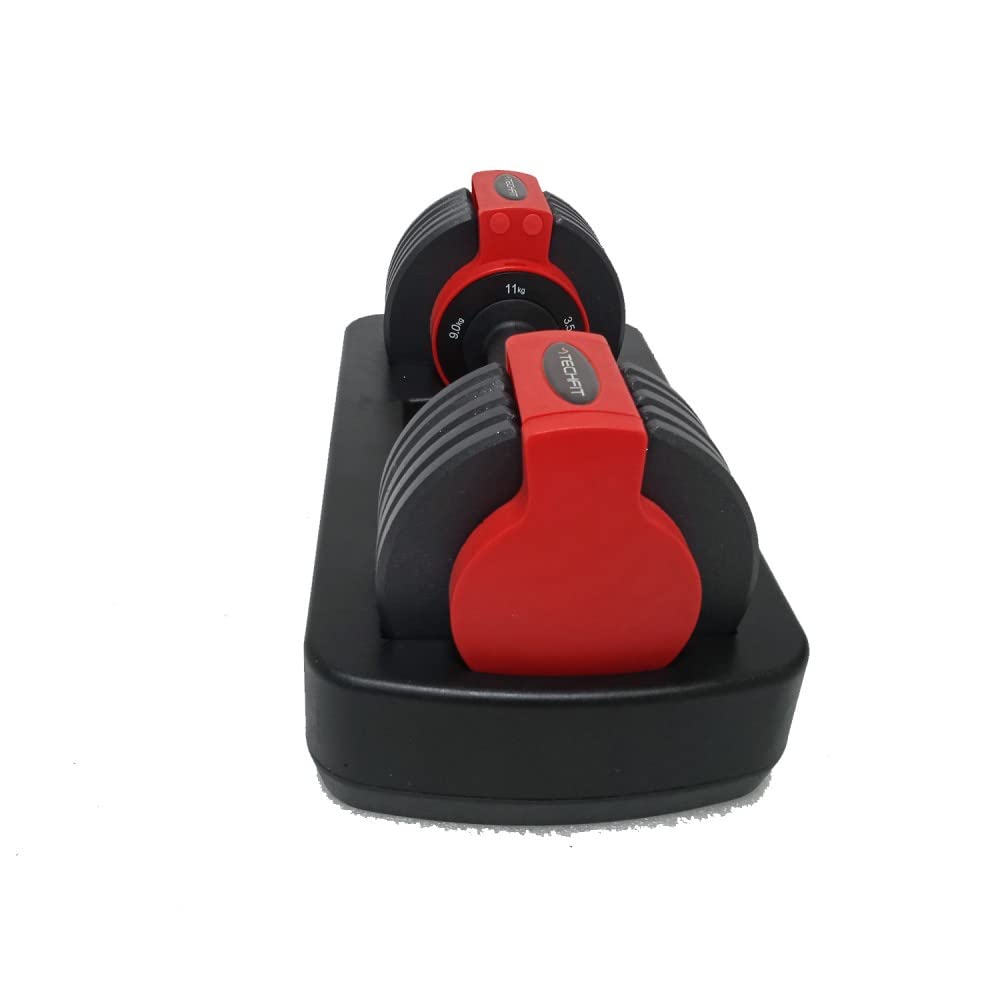 TechFit Manubri con Custodia di Stoccaggio - Ergonomic Handle, Weightlifting, Bodybuilding, Gym Exercises con chiusura di sicurezza Manubri Regolabili